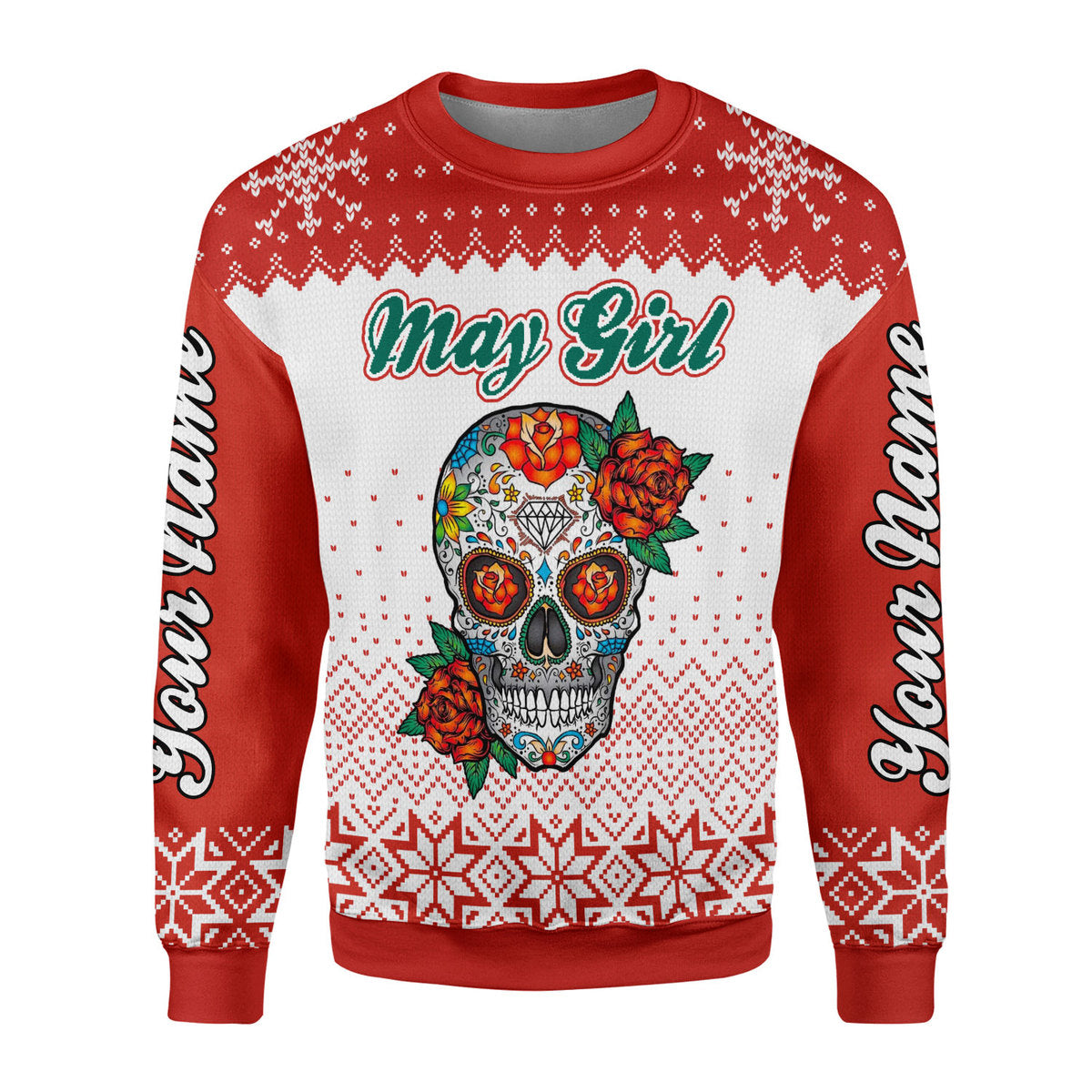 CustomsPig Personalized Ugly Sweater May Girl All Over Printed