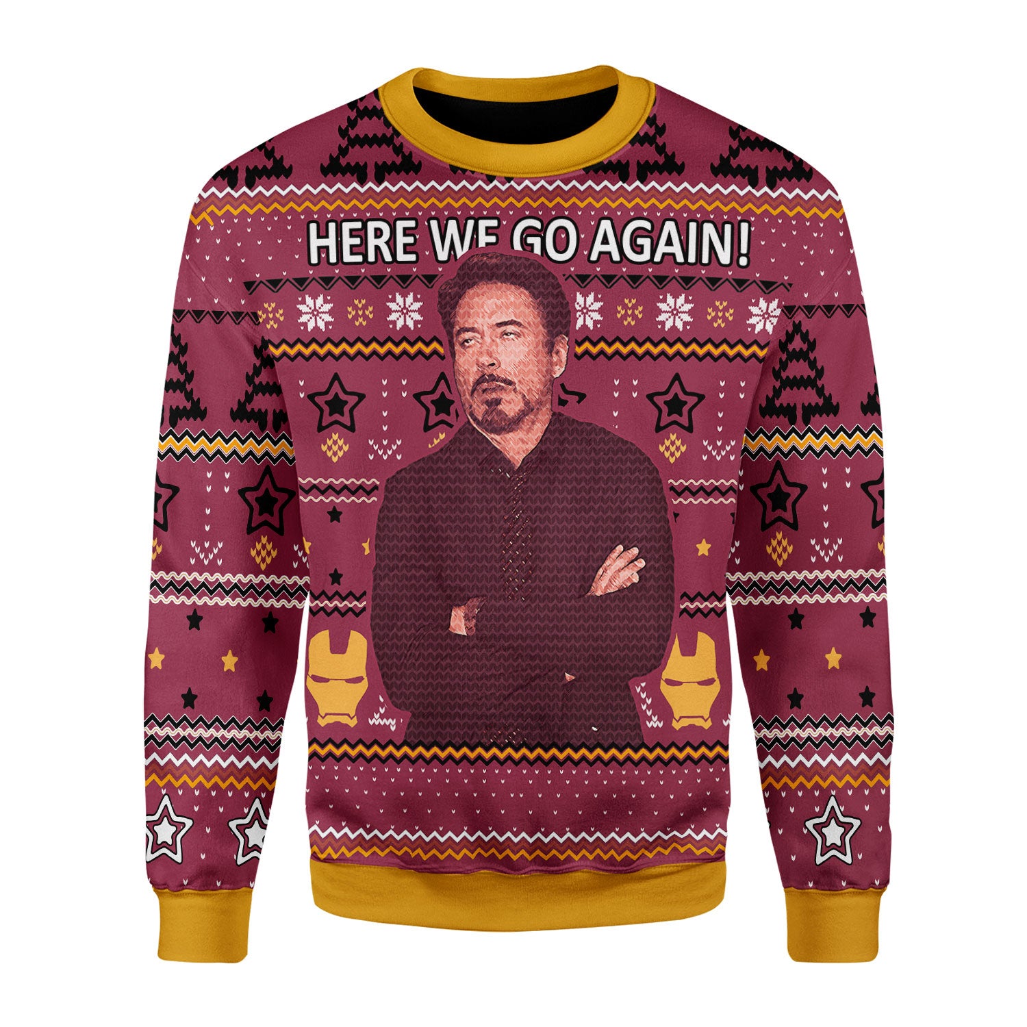 Customspig Christmas Sweater Here We Go Again 3D Apparel