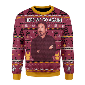 Customspig Christmas Sweater Here We Go Again 3D Apparel