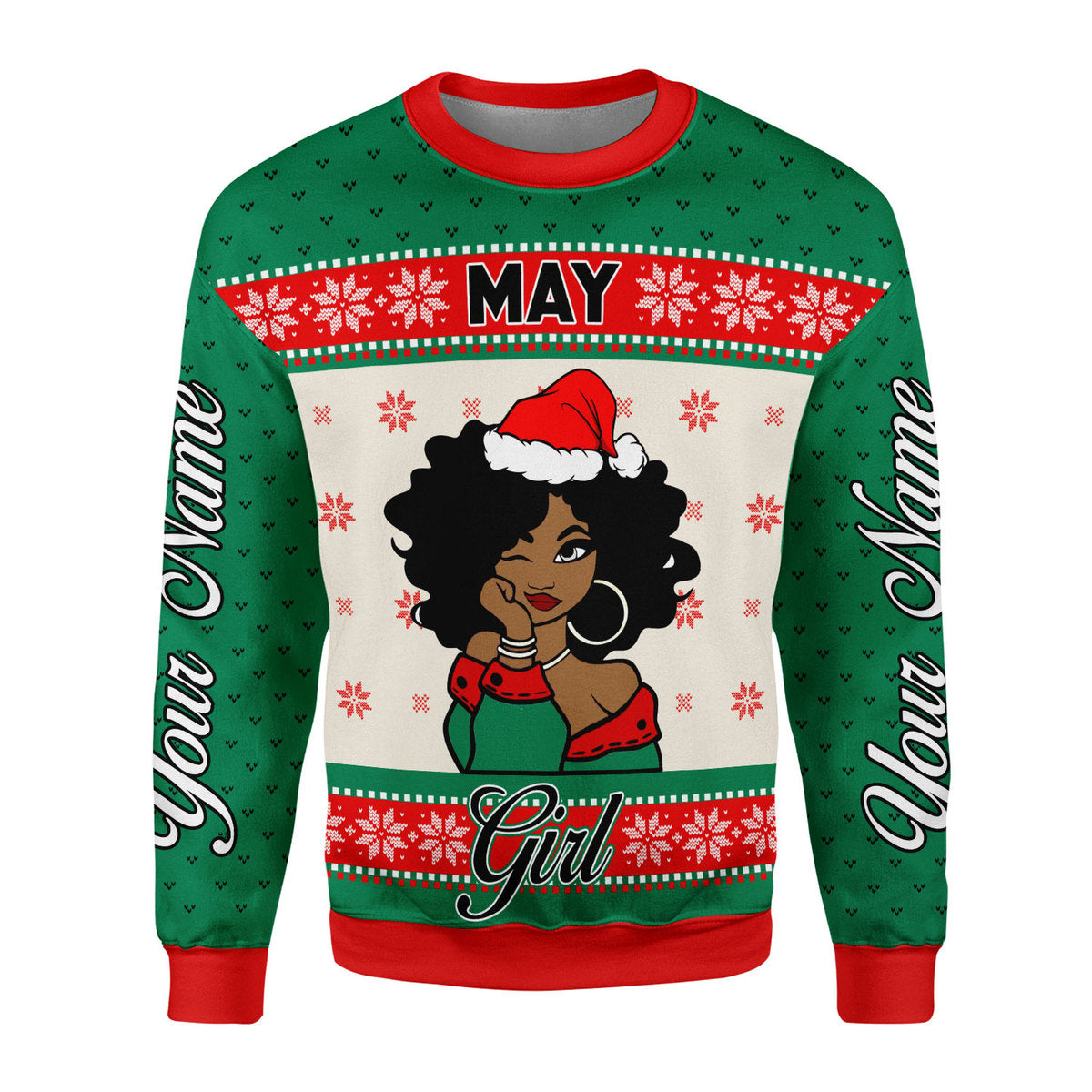 CustomsPig Personalized Ugly Sweater May Girl All Over Printed
