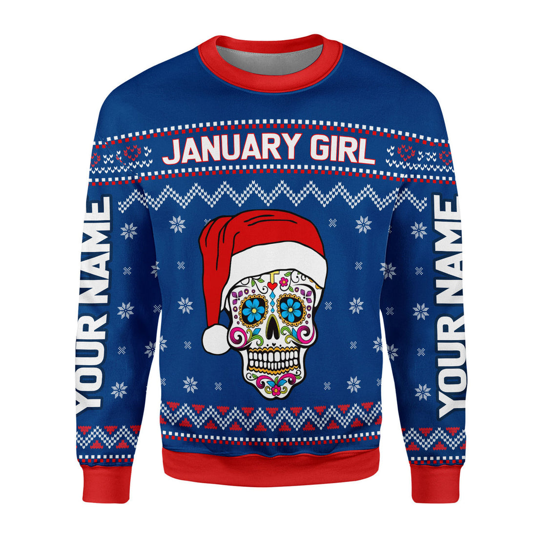 CustomsPig Personalized Ugly Sweater January Girl I Am Who I Am All Over Printed