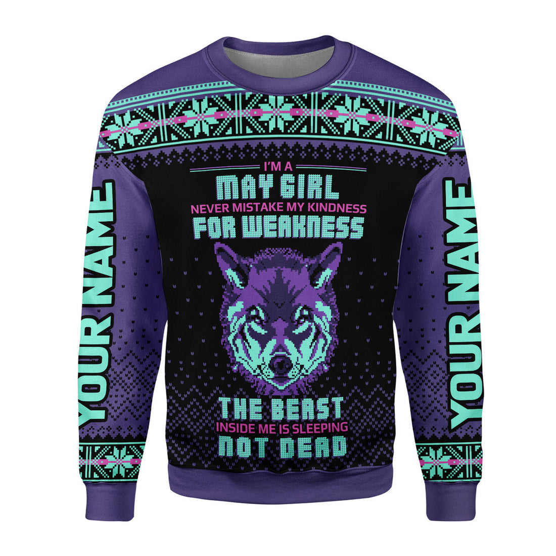 CustomsPig Personalized Ugly Sweater May Girl All Over Printed