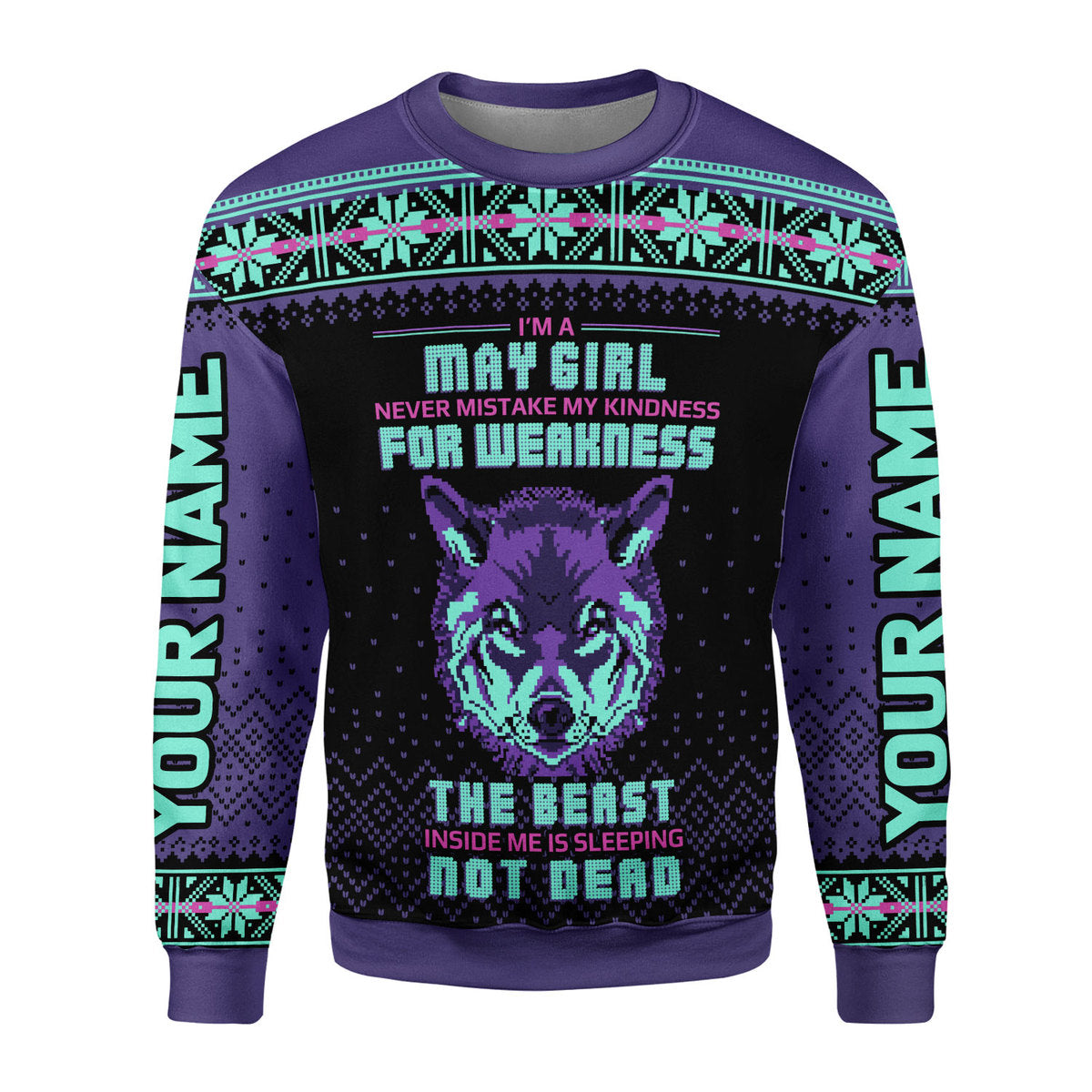 CustomsPig Personalized Ugly Sweater May Girl All Over Printed
