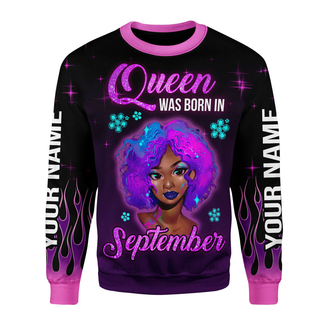 Customspig Personalized Sweatshirt Queen Was Born In September All Over Printed