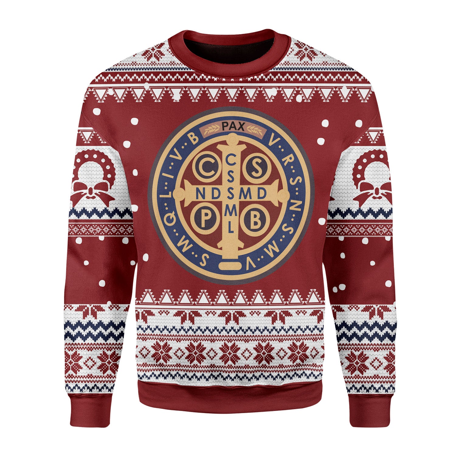 Customspig Christmas Sweater Saint Benedict Medal 3D Apparel