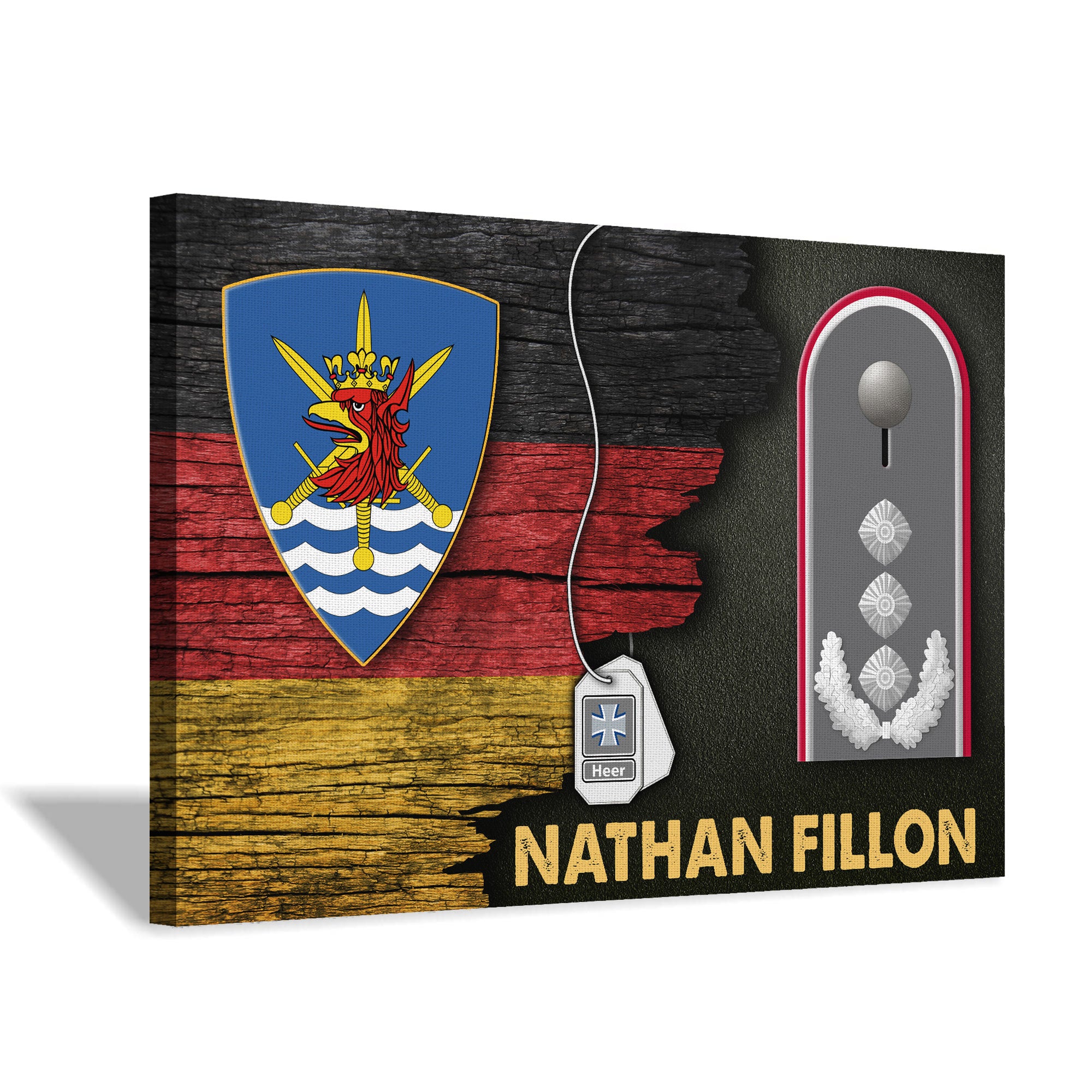 CustomsPig Multinational Corps North East Heer German Half Flag With Military Ranks/Insignia Canvas
