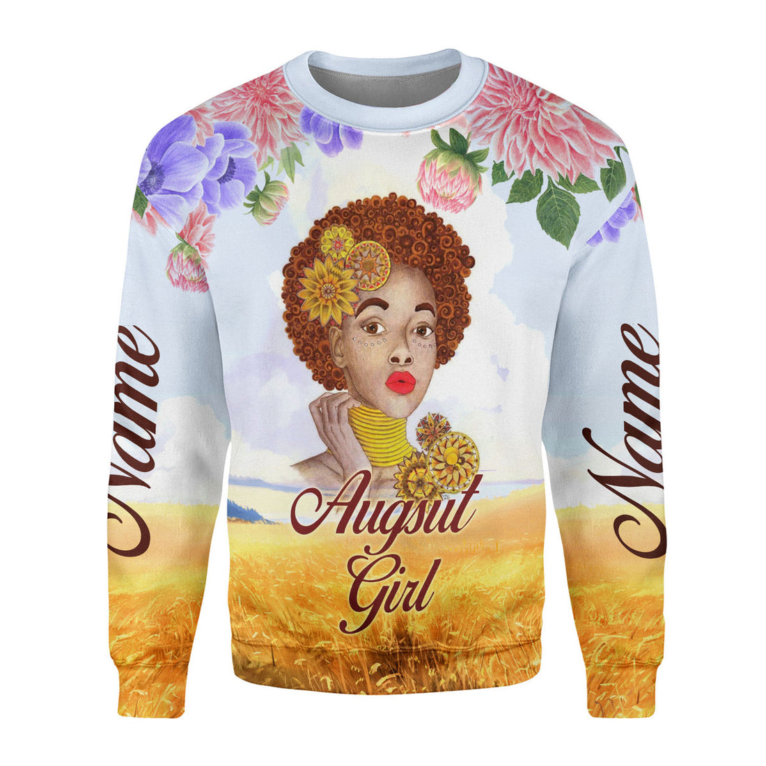 CustomsPig Personalized Ugly Sweater August Girl All Over Printed