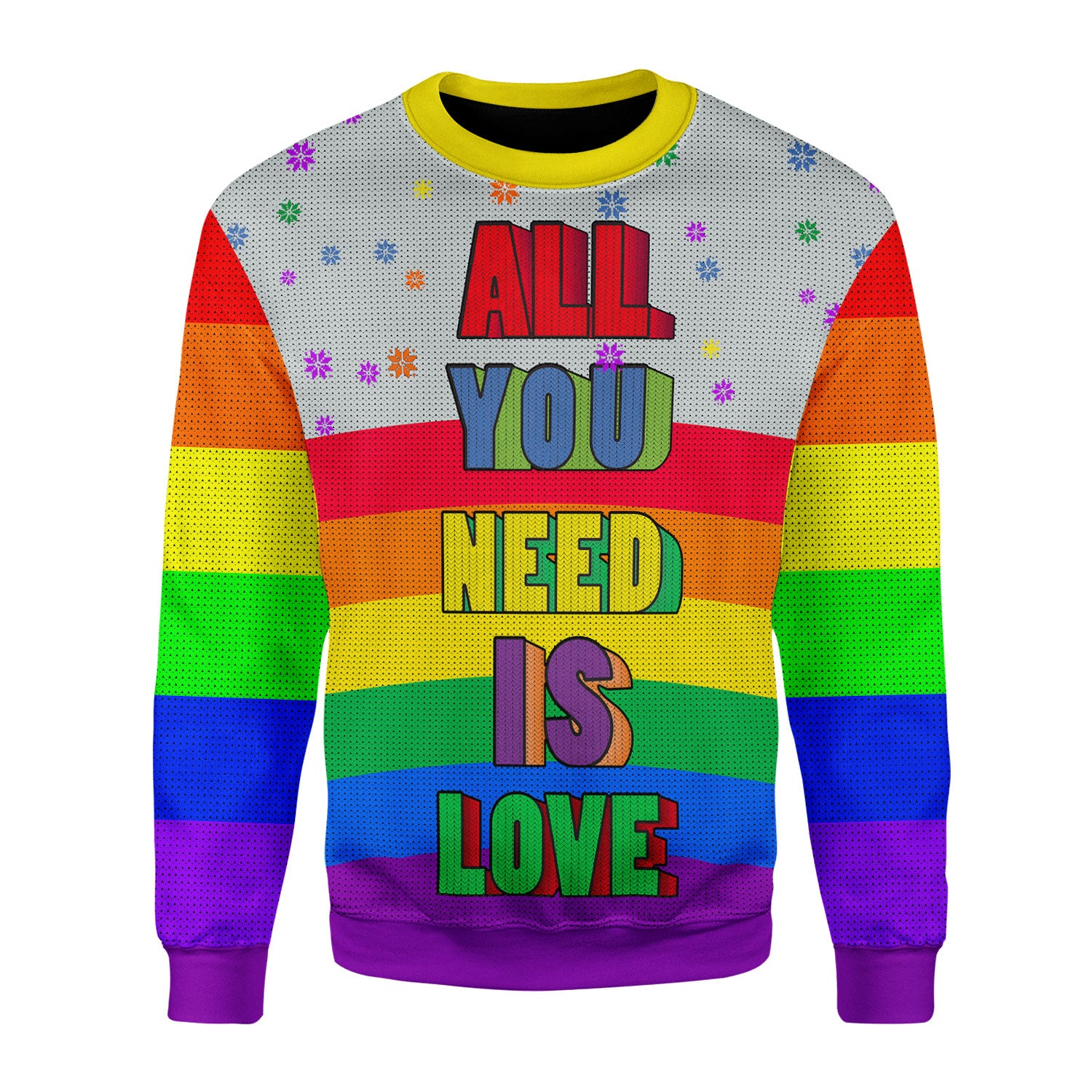 Customspig Christmas Sweater All You Need Is Love LGBT 3D Apparel