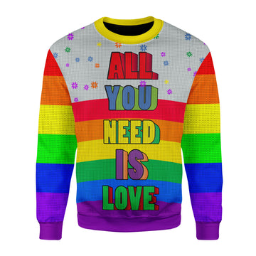 Customspig Christmas Sweater All You Need Is Love LGBT 3D Apparel