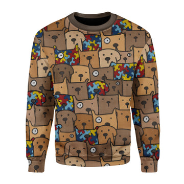 Customspig Christmas Sweater Autism Dog 3D Apparel