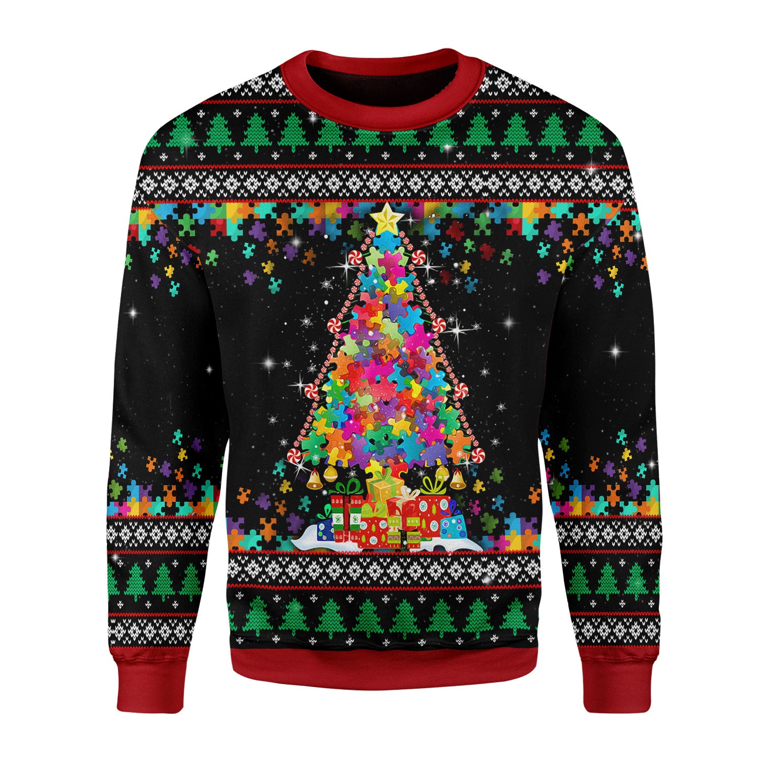 Customspig Christmas Sweater Autism Christmas Tree 3D Apparel