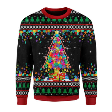 Customspig Christmas Sweater Autism Christmas Tree 3D Apparel
