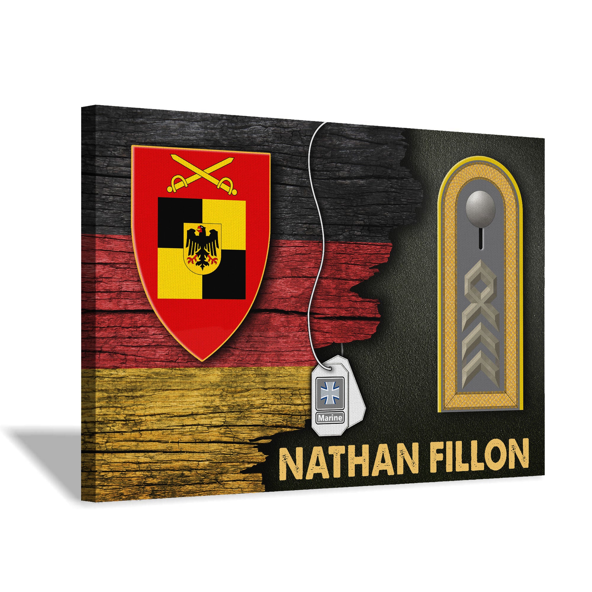 Personalized Name and Ranks-Inspector of the German Army Heer German Half Flag With Military Ranks/Insignia Canvas