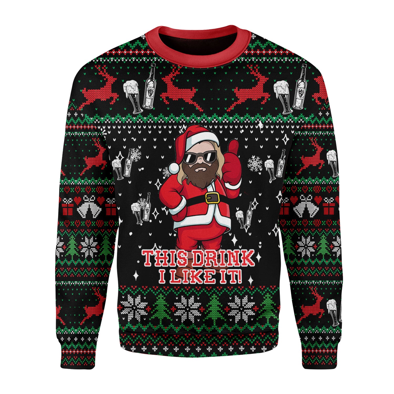 Customspig Christmas Sweater Thor Drinking Beer 3D Apparel