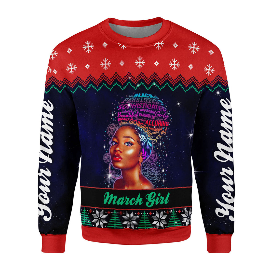 CustomsPig Personalized Ugly Sweater March Girl All Over Printed