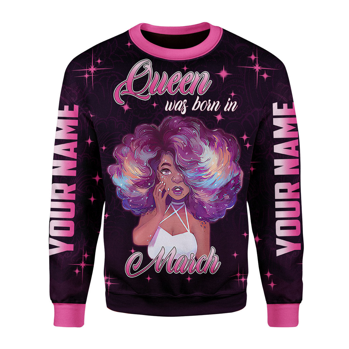 CustomsPig Personalized Ugly Sweater March Girl She's Beautiful Bold All Over Printed