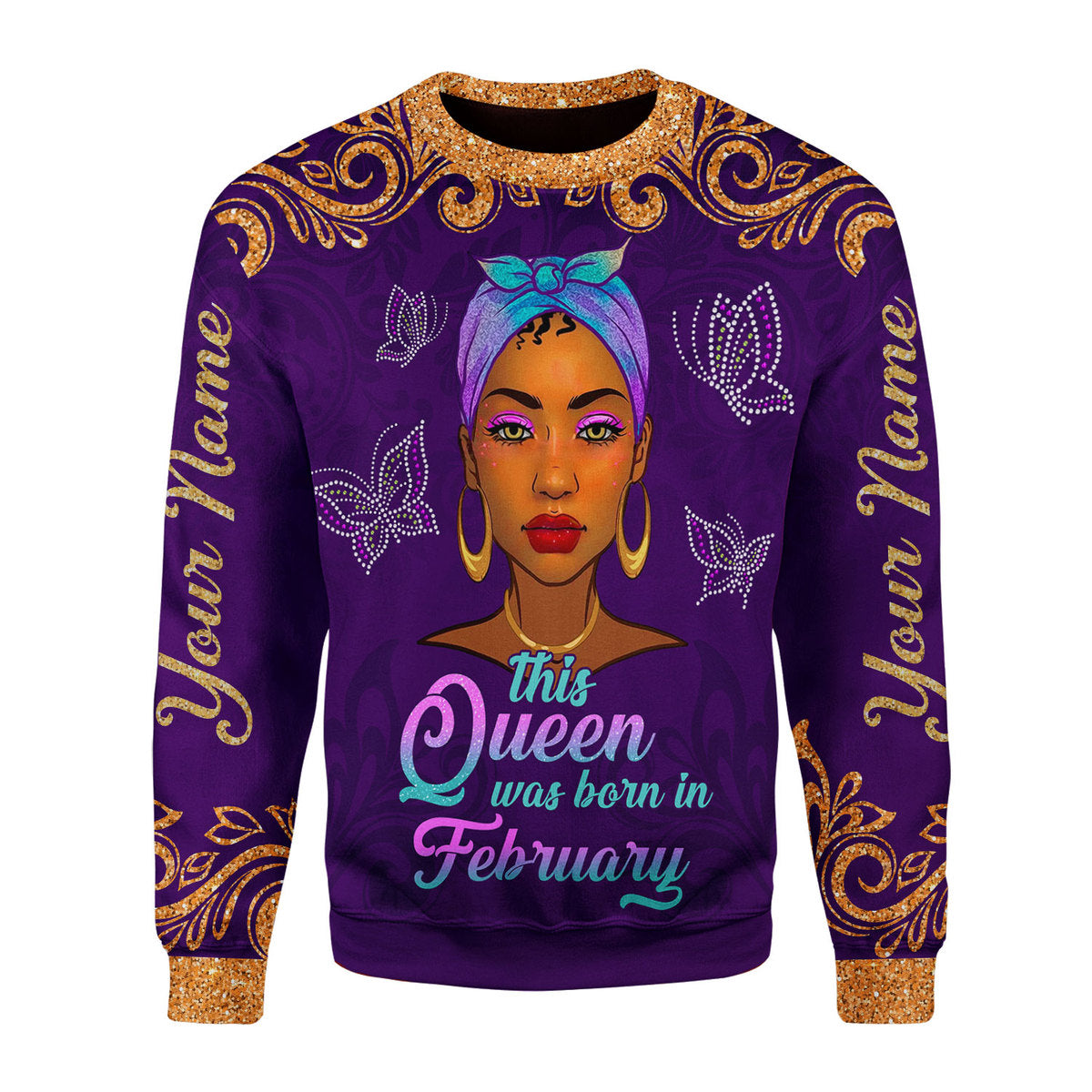 CustomsPig Personalized Ugly Sweater February Queen All Over Printed