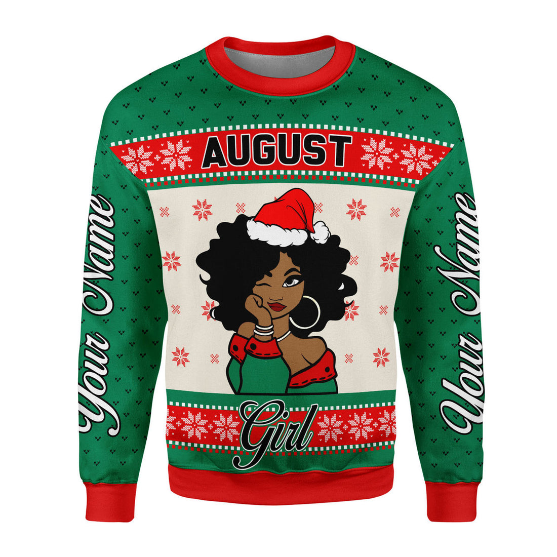CustomsPig Personalized Ugly Sweater August Girl All Over Printed