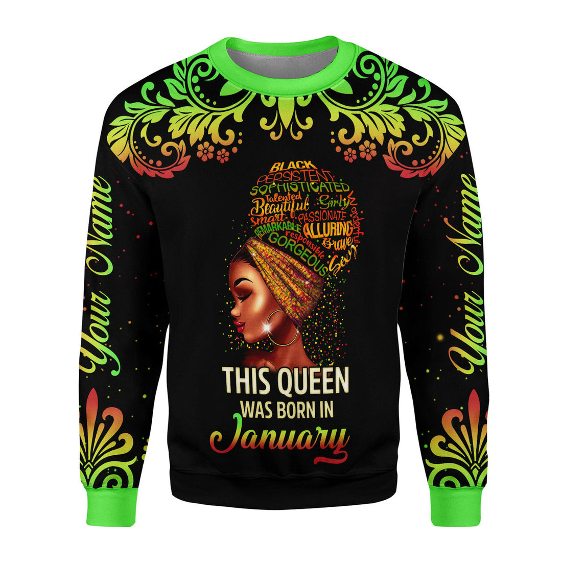 CustomsPig Personalized Ugly Sweater January Girl I Am 100% Me All Over Printed