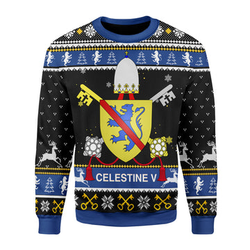 Customspig Christmas Sweater Celestine V Coat of Arms 3D Apparel