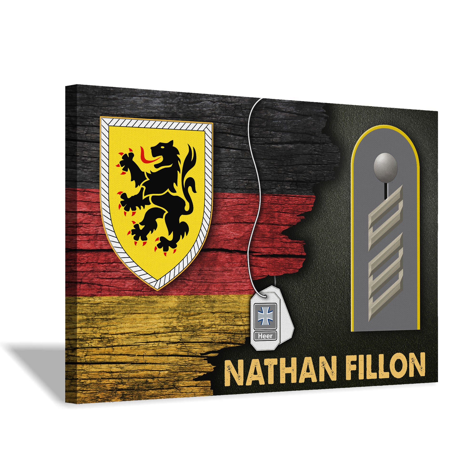 CustomsPig Lion (Heraldry) German Coat of Arms Heer Half Flag With Military Ranks/Insignia Canvas