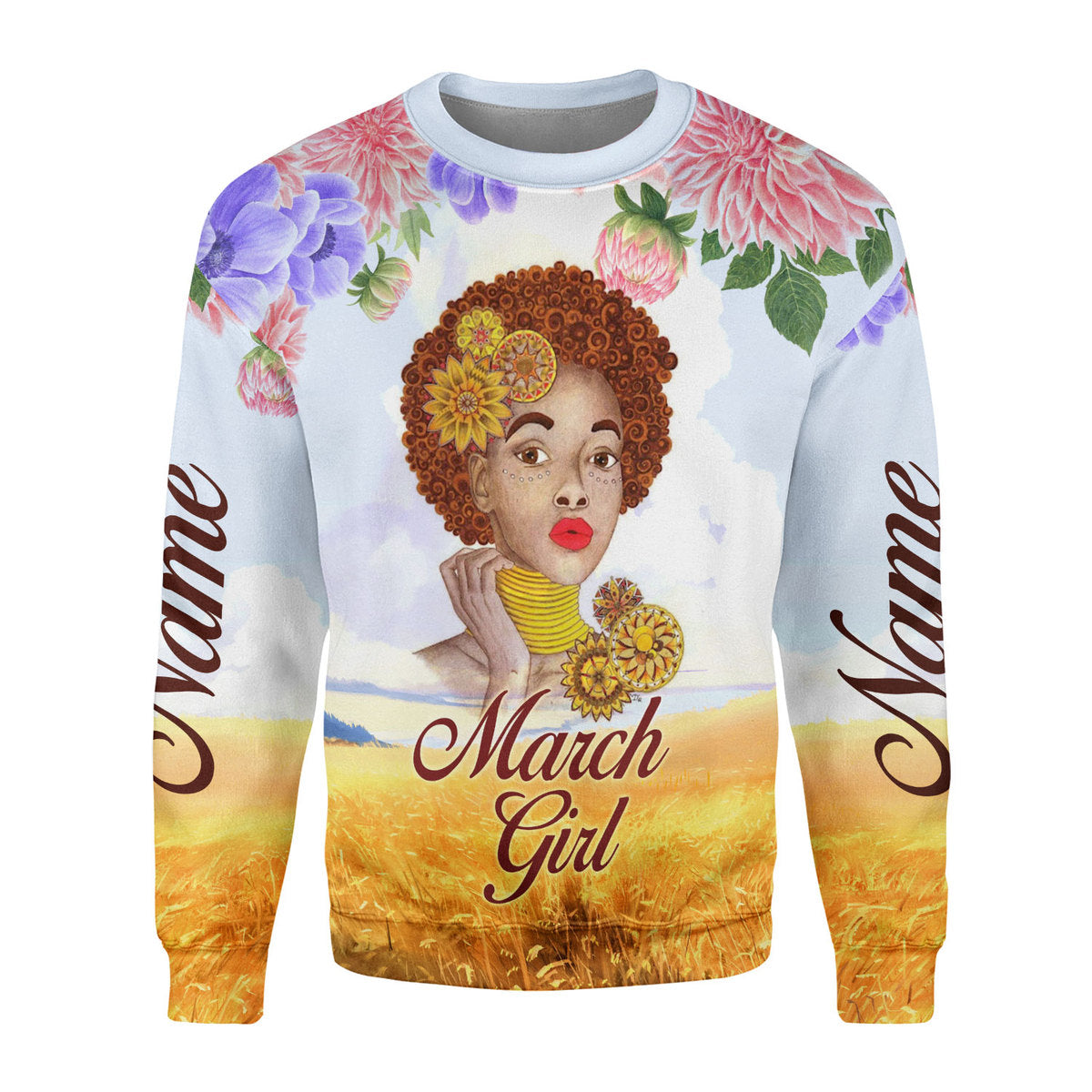 CustomsPig Personalized Ugly Sweater March Girl All Over Printed