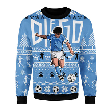 Customspig Christmas Sweater Diego Number 10 Football Player 3D Apparel