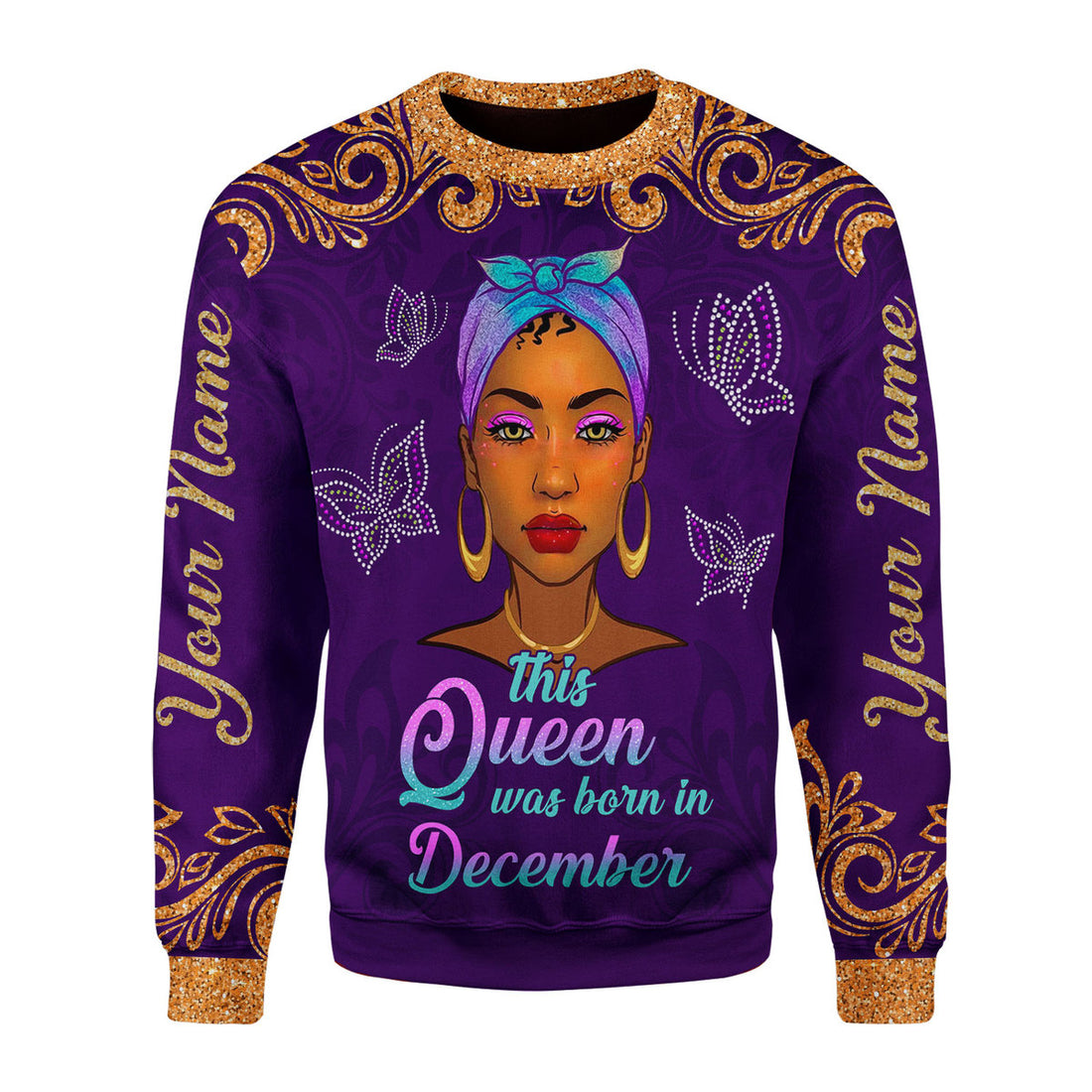 CustomsPig Personalized Ugly Sweater December Queen All Over Printed