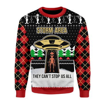 Customspig Christmas Sweater Alien Storm Area They Can't Stop Us All 3D Apparel