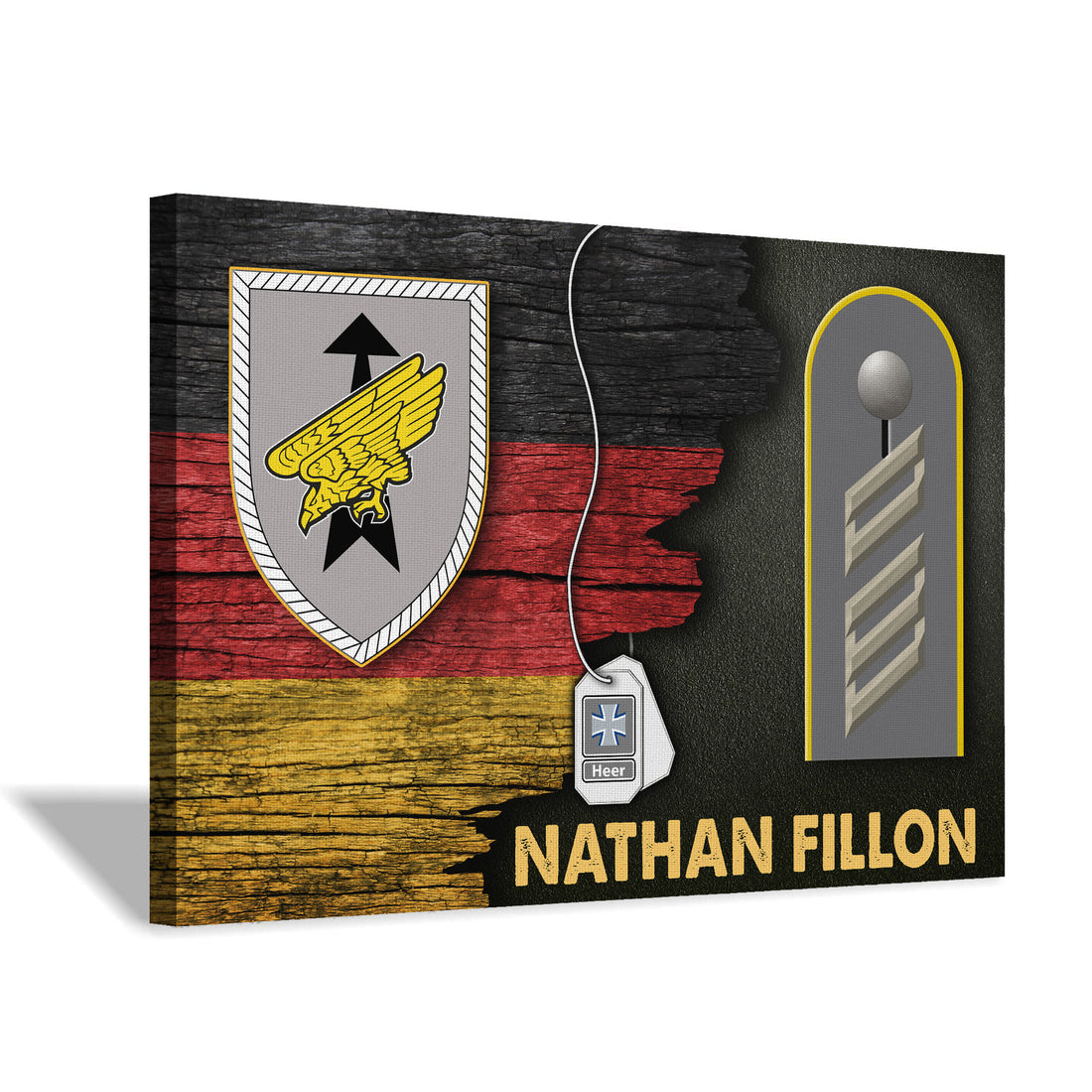 CustomsPig Rapid Forces Division - German Army Heer Half Flag With Military Ranks/Insignia Canvas