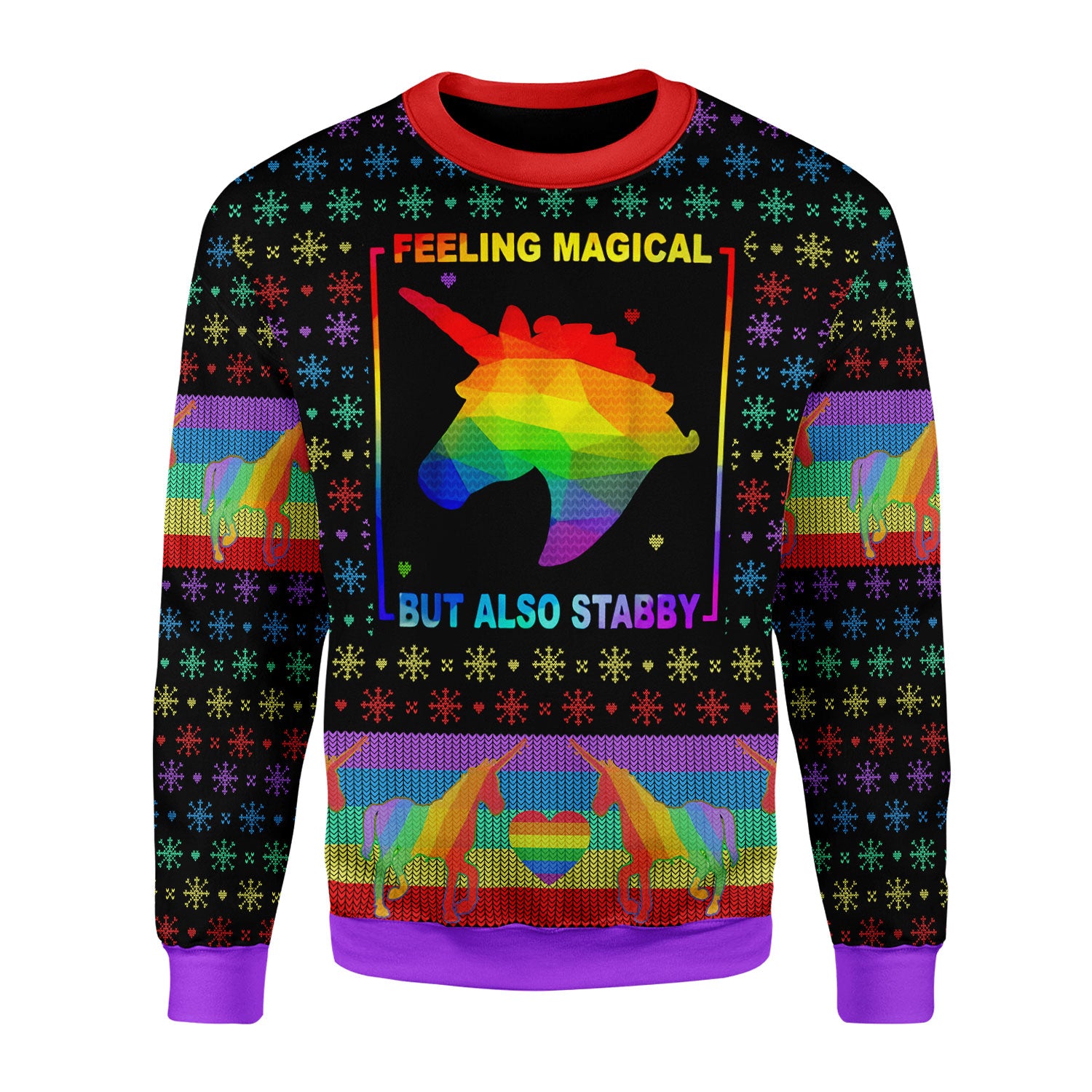 Customspig Christmas Sweater Feeling Magical But Also Stabby 3D Apparel