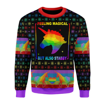 Customspig Christmas Sweater Feeling Magical But Also Stabby 3D Apparel