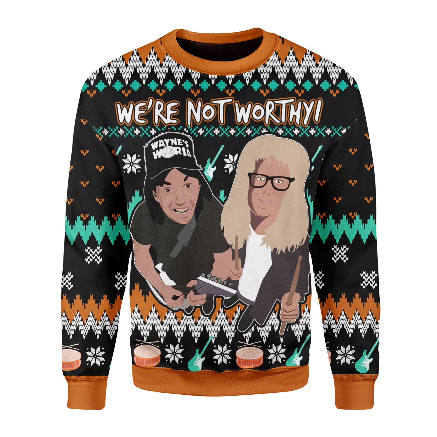 Customspig Christmas Sweater We're Not Worthy 3D Apparel
