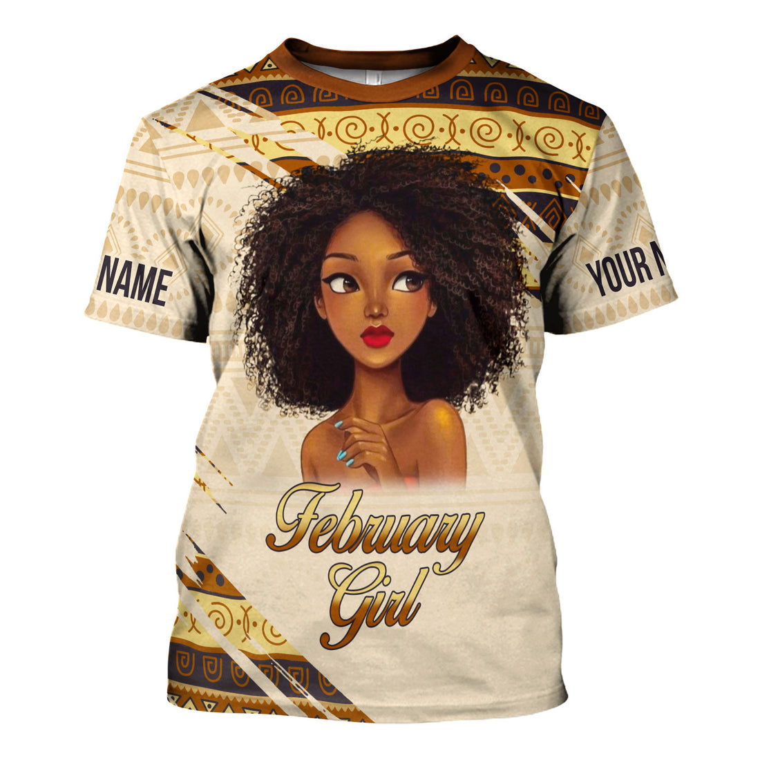 CustomsPig Personalized T-Shirt February Girl All Over Printed