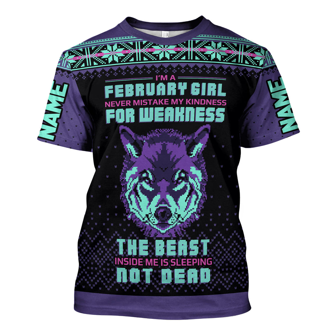 CustomsPig Personalized T-Shirt February Girl All Over Printed