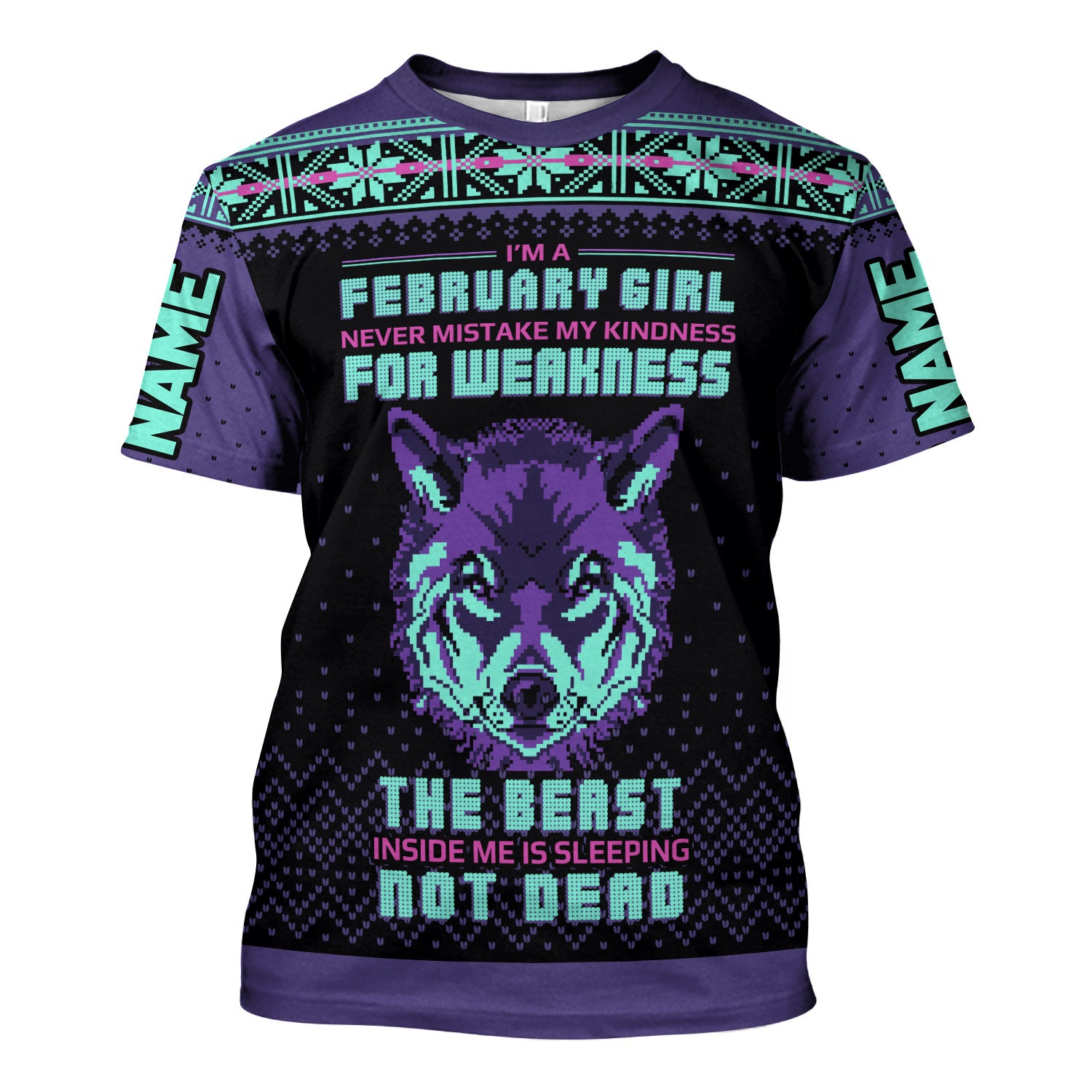 CustomsPig Personalized T-Shirt February Girl All Over Printed