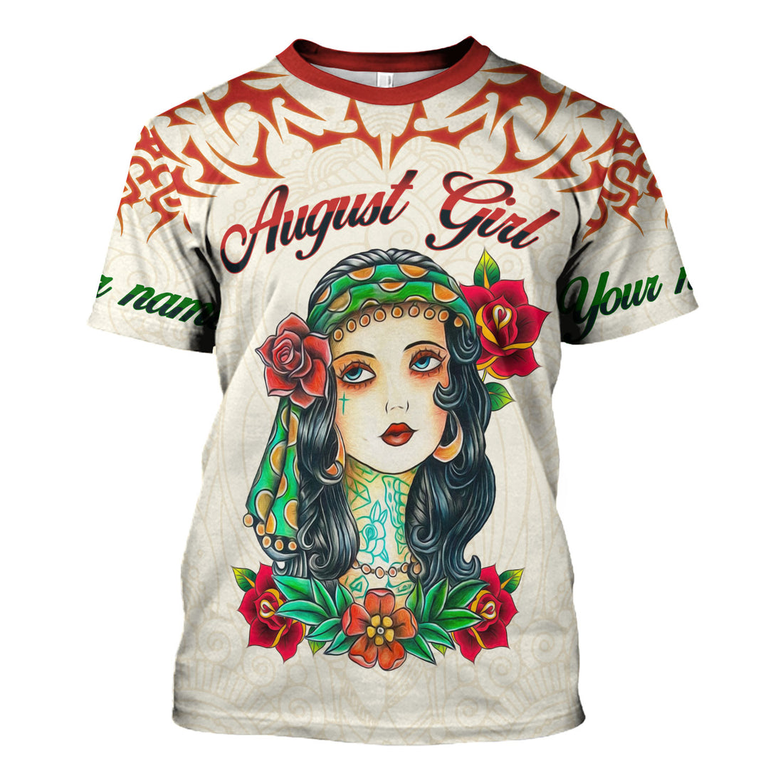 CustomsPig Personalized T-Shirt August Girl All Over Printed