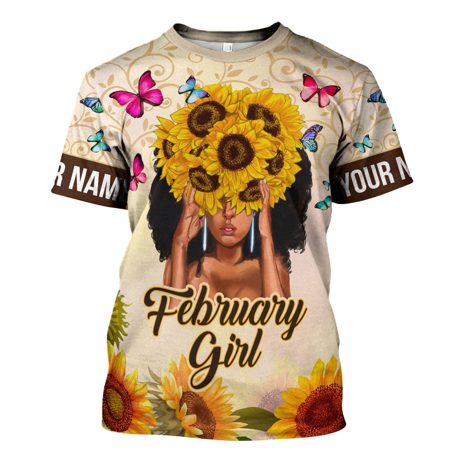 CustomsPig Personalized Tops February Girl All Over Printed