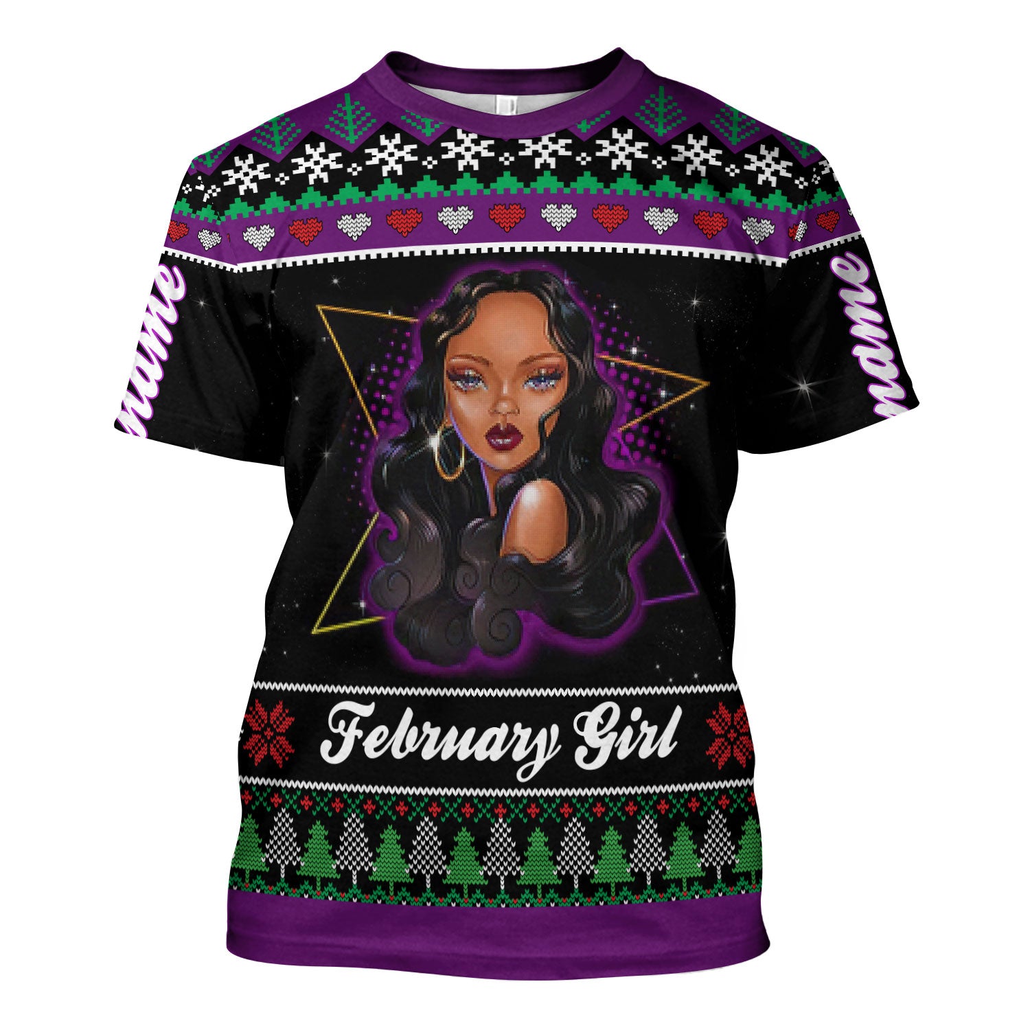 CustomsPig Personalized Tops February Girl All Over Printed