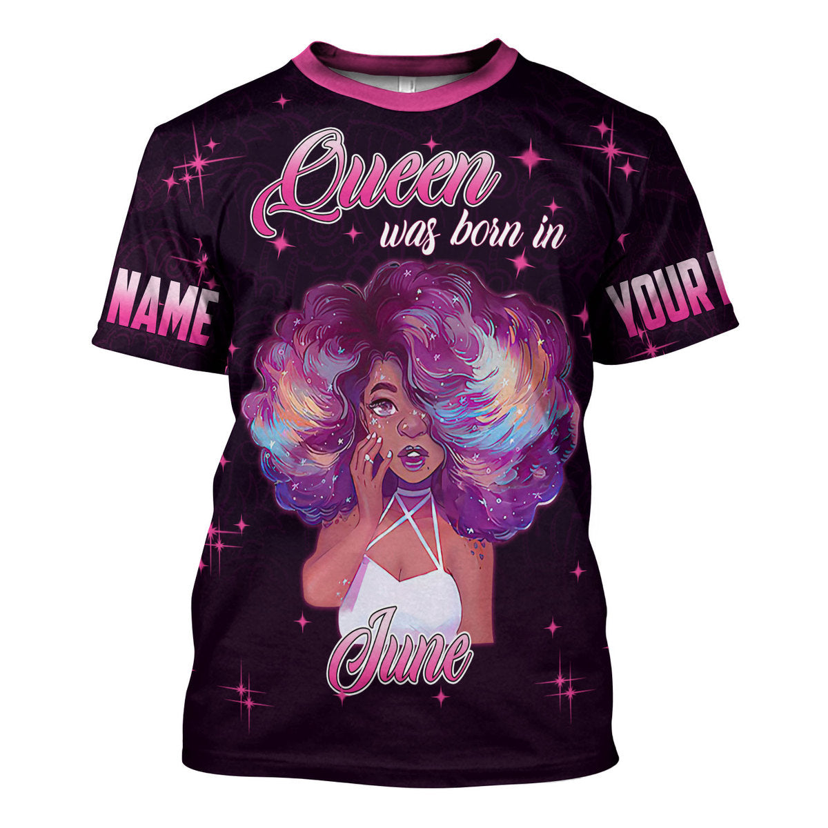 CustomsPig Personalized T-Shirt June Girl She's Beautiful Bold All Over Printed
