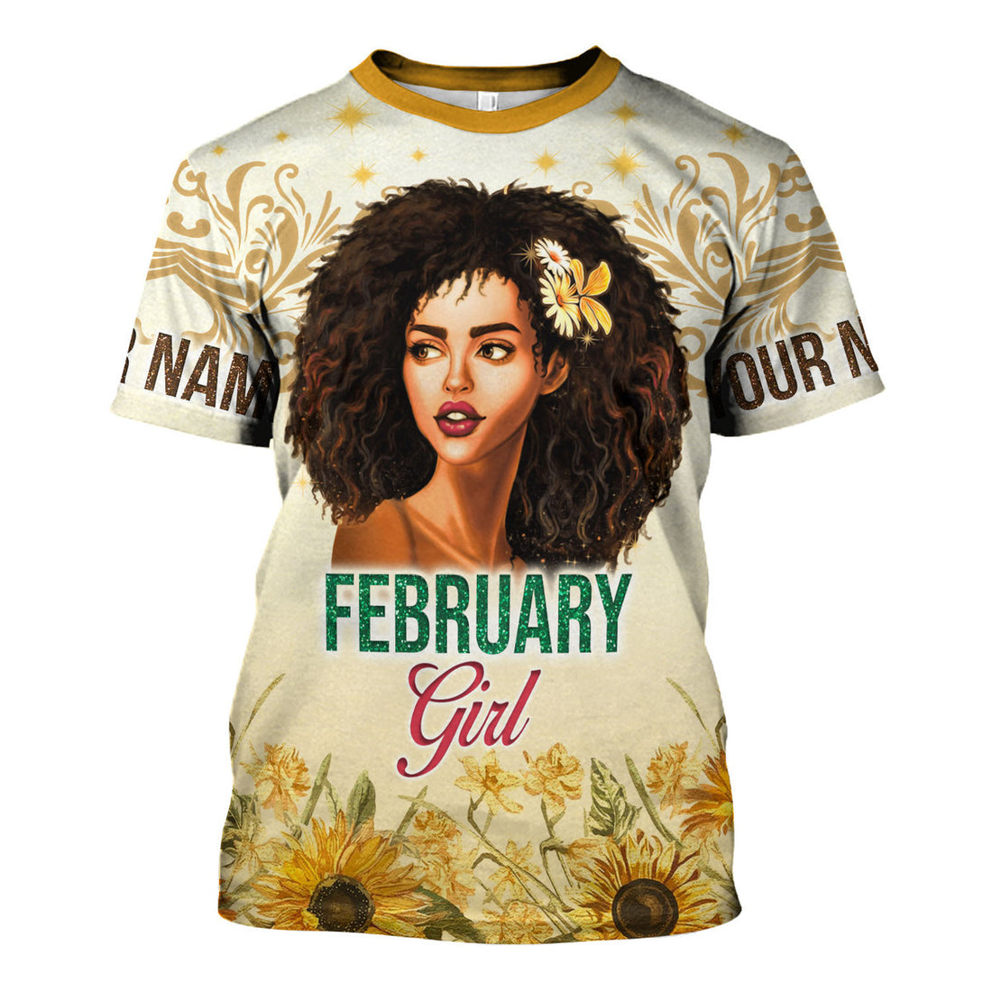 CustomsPig Personalized T-Shirt February Girl All Over Printed