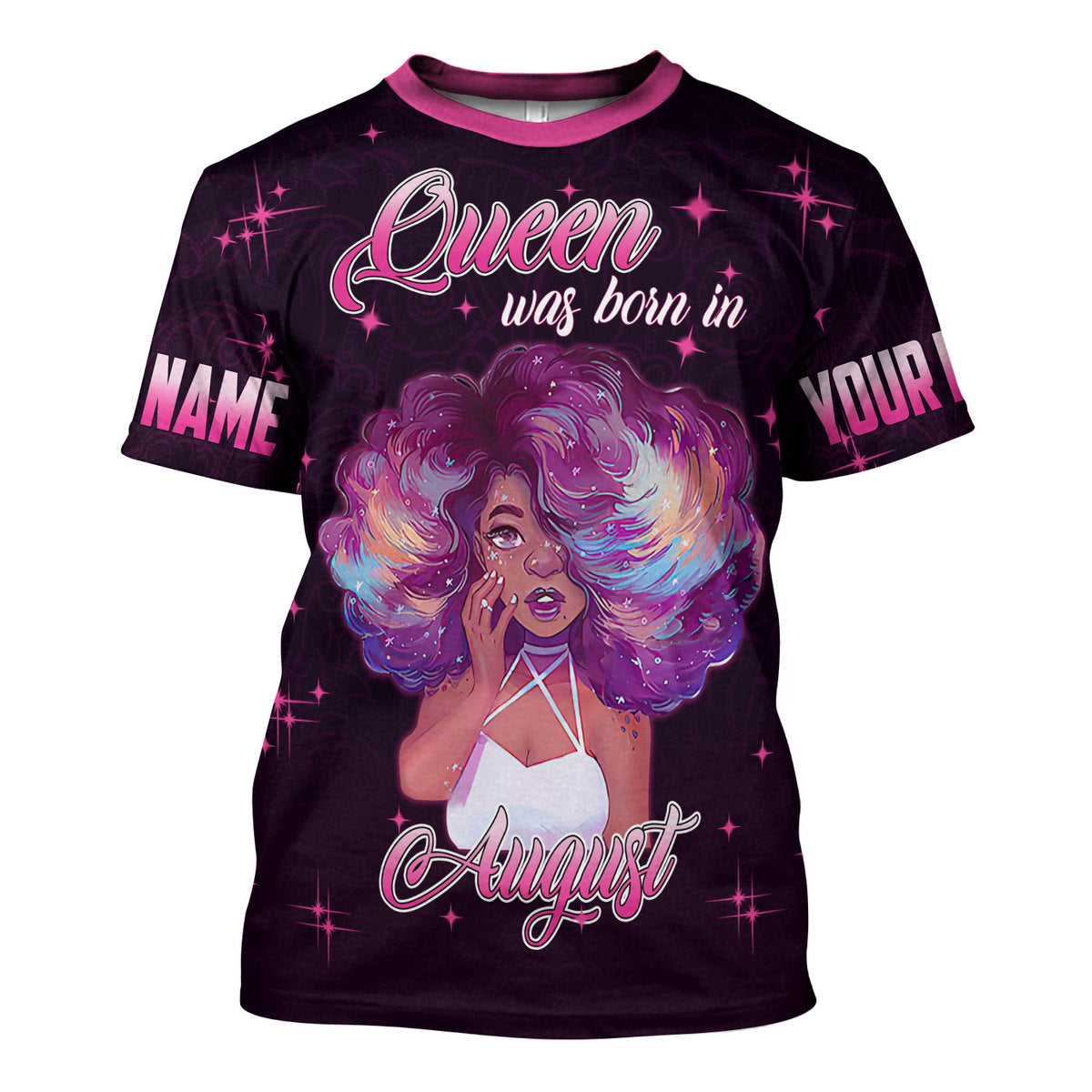 CustomsPig Personalized T-Shirt August Girl She's Beautiful Bold All Over Printed