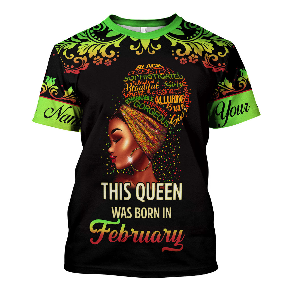 CustomsPig Personalized T-Shirt February Girl I Am 100% Me All Over Printed