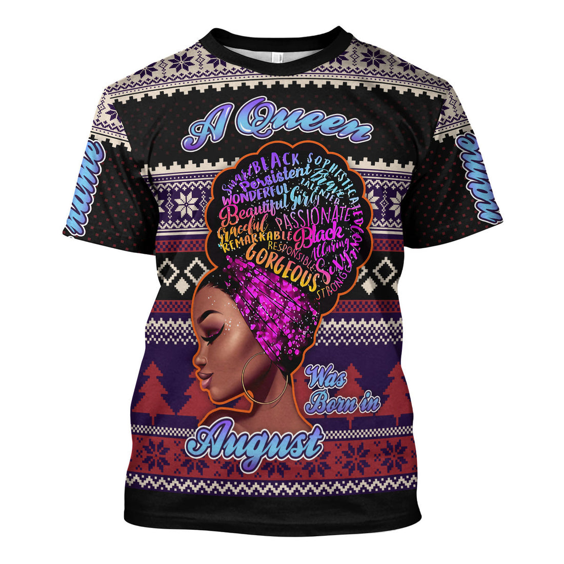 CustomsPig Personalized T-shirt A Queen Was Born In August All Over Printed