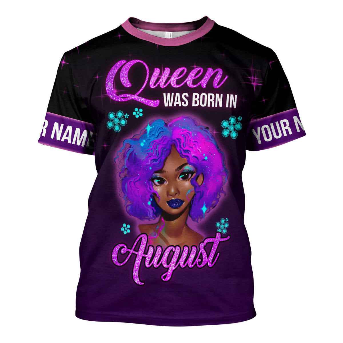 CustomsPig Personalized T-Shirt Queen Was Born In August All Over Printed