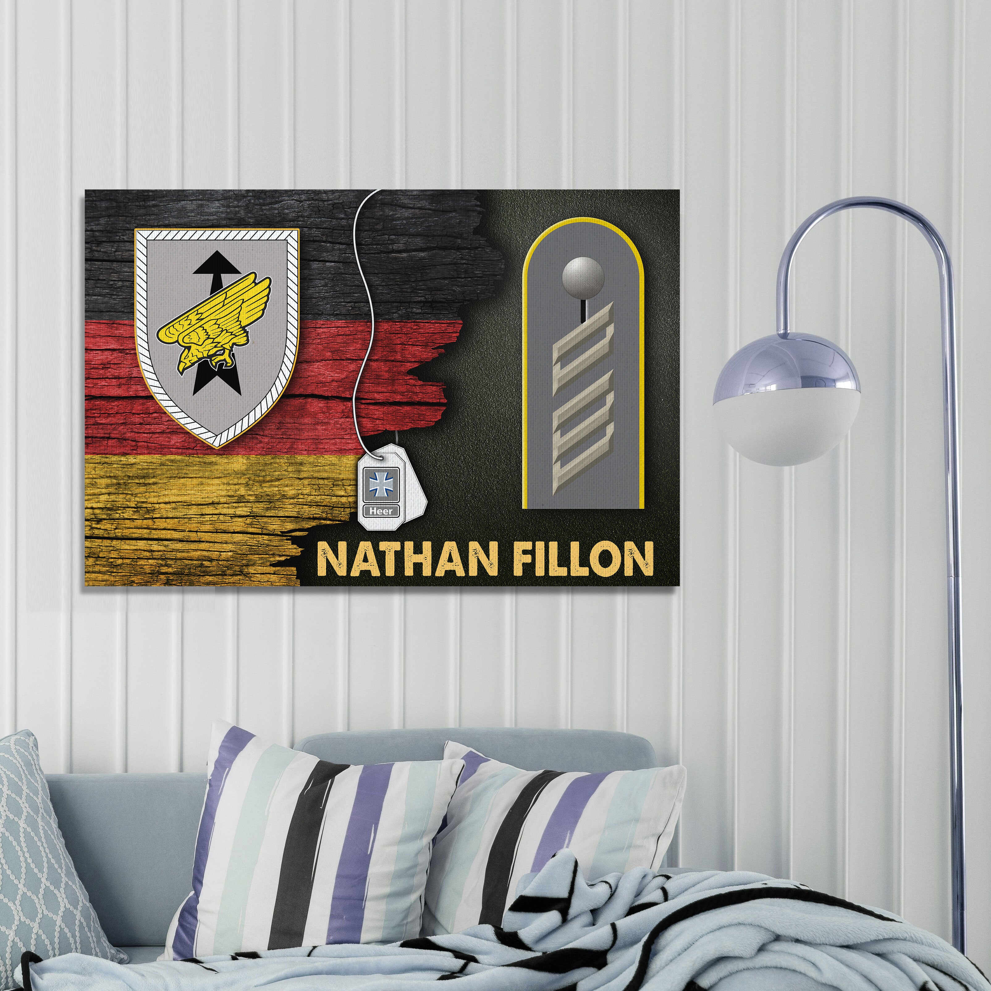 CustomsPig Rapid Forces Division - German Army Heer Half Flag With Military Ranks/Insignia Canvas