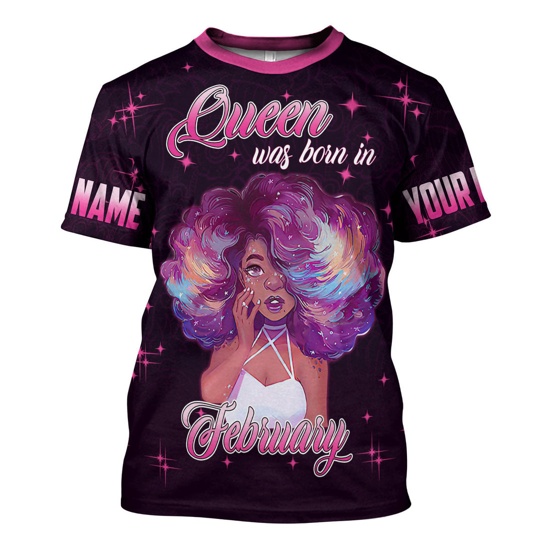 CustomsPig Personalized T-Shirt February Girl She's Beautiful Bold All Over Printed