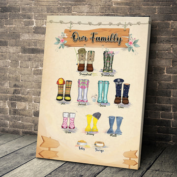 Customized Canvas Poster Wall Art Boots Family Trees