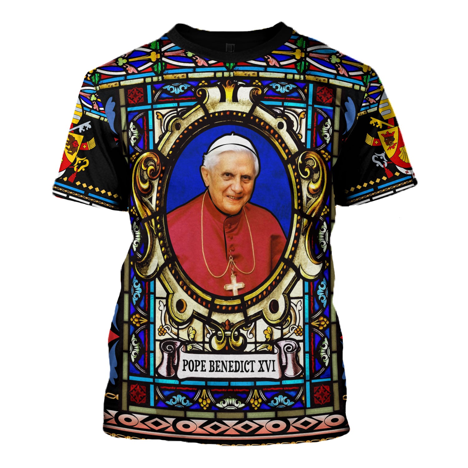 Tracksuit Tops Pullover Sweatshirt Pope Benedict XVI Stained Glass 3D Apparel