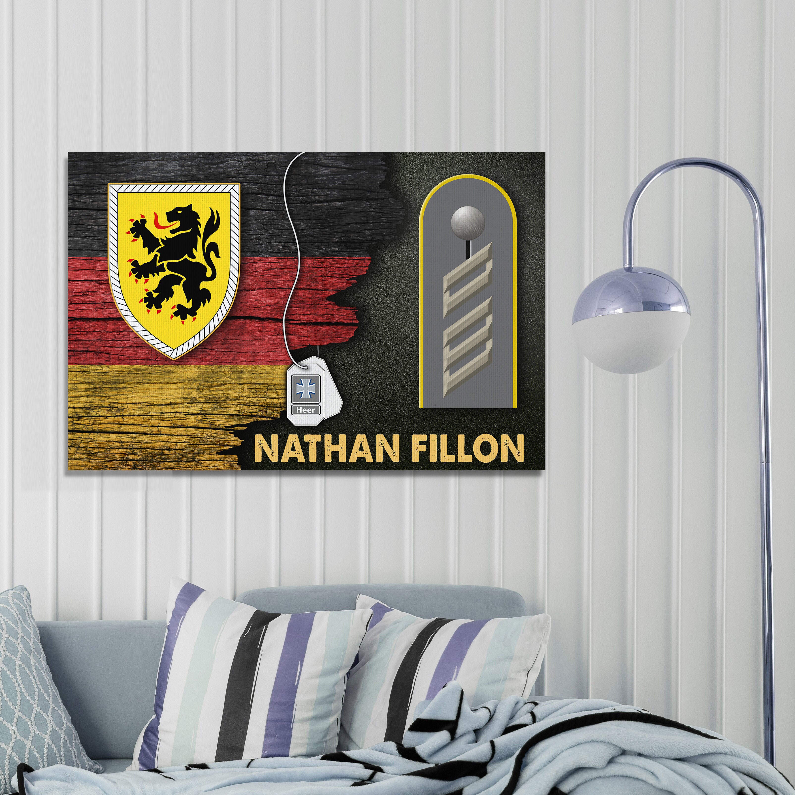 CustomsPig Lion (Heraldry) German Coat of Arms Heer Half Flag With Military Ranks/Insignia Canvas